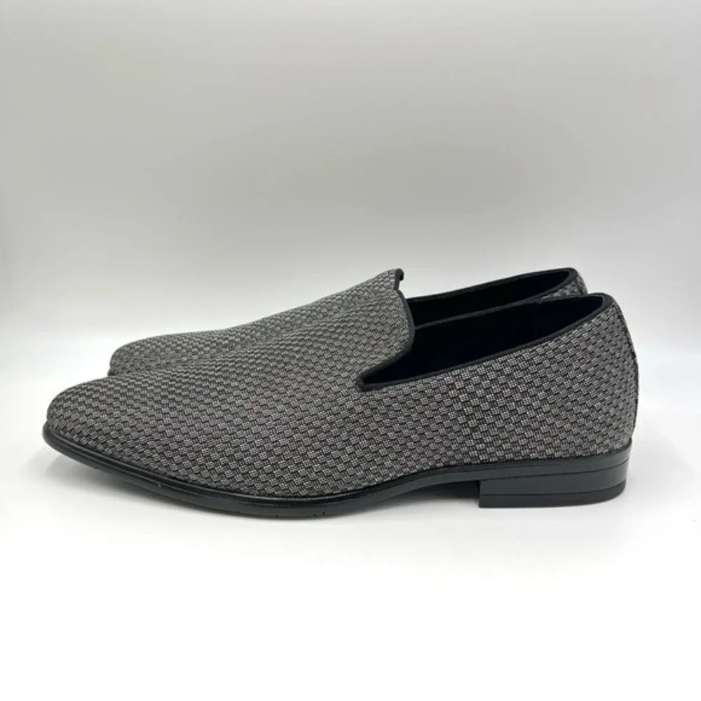 9.5W 9.5 W WIDE Stacy‎ Adams Saville Black Gray Silver Slip On Loafers Shoes